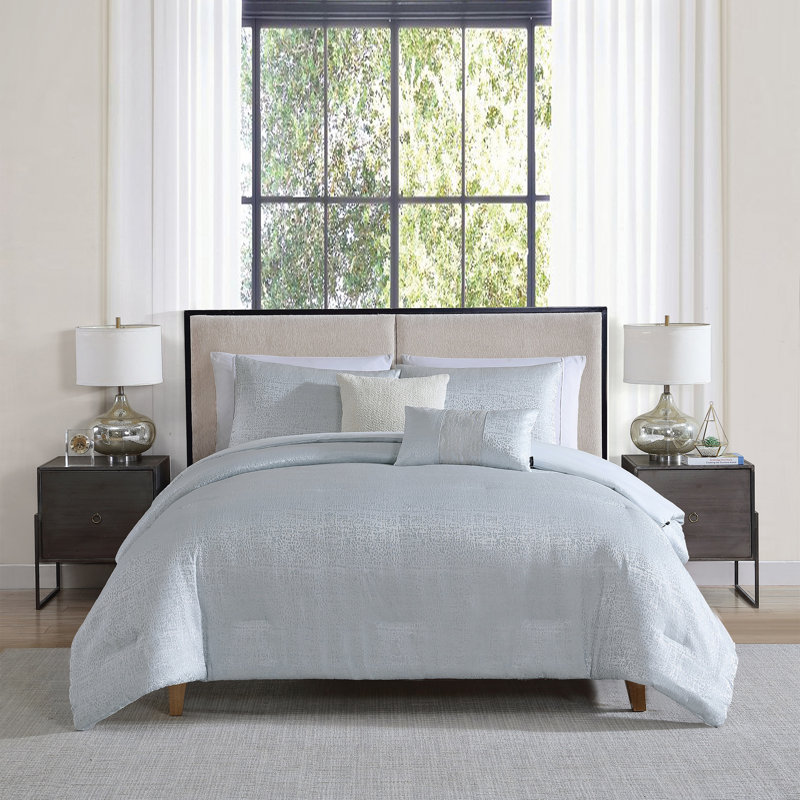Ensemble de table basse en jacquard abstrait 5 pièces Tahari Home Sterling, Bleu glacier