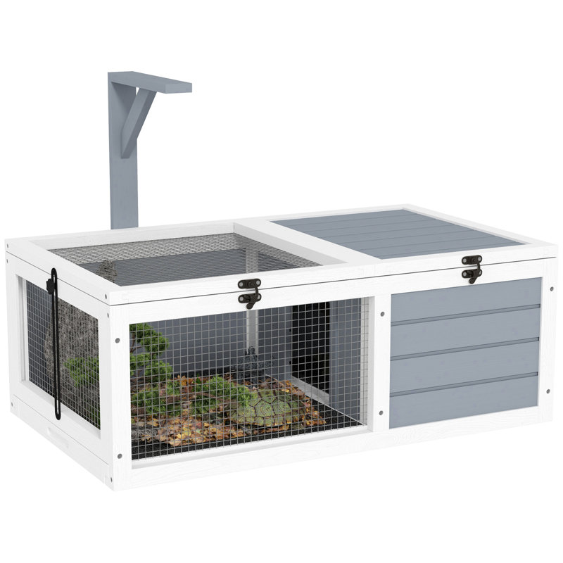 Tortoise Enclosure with Run Lamp Holder Pull-Out Trays Hideaway