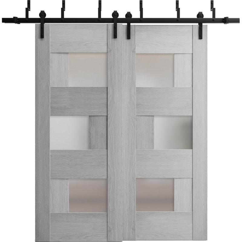 Portes de grange en bois givré Sete, 84 po x 96 po