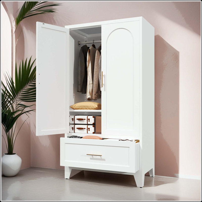 Armoire haute 60 po en métal avec 1 tiroir et tablette réglable