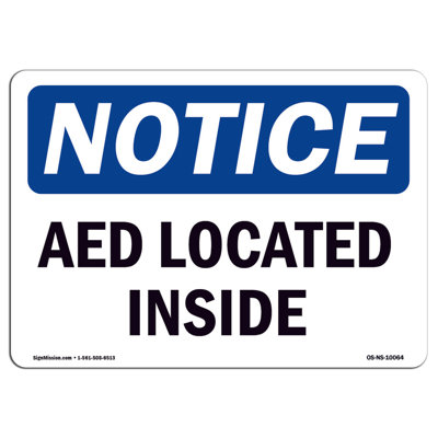 Plaque AED située à l'intérieur