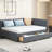 Full Daybed With 2 Drawer Storage, Linen In Gray. Bed Frame Without Box Spring For A Relaxing Time Storage Upholstery, Cozy Bedroom Environment-2086866376