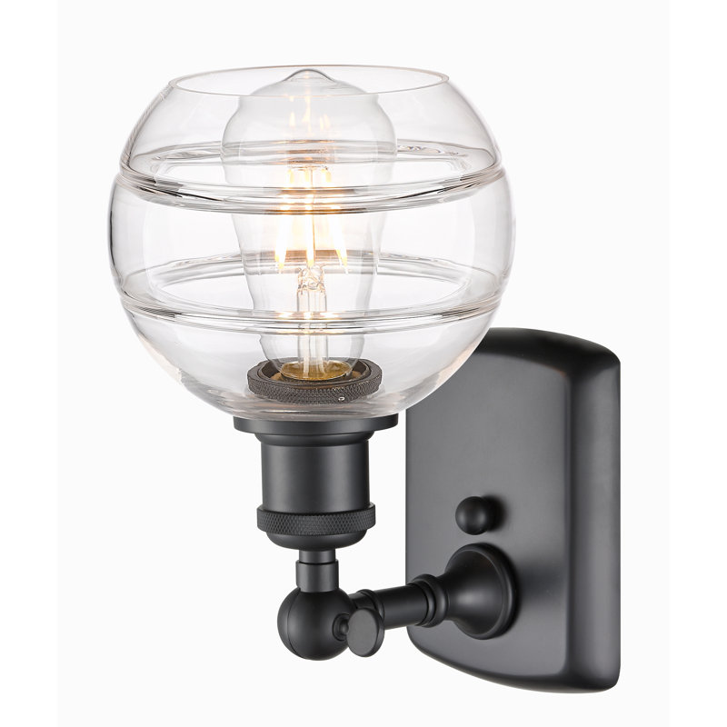 Applique murale 1 lumière Ballston Bienes, Transparent, H 8,88 po x l 5,88 po x P 7,06 po, Noir mat