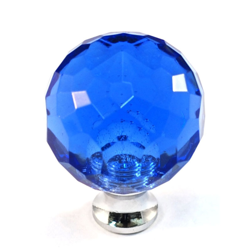 Poignée ronde de 1 3/16 po de diamètre, Bleu, Laiton poli