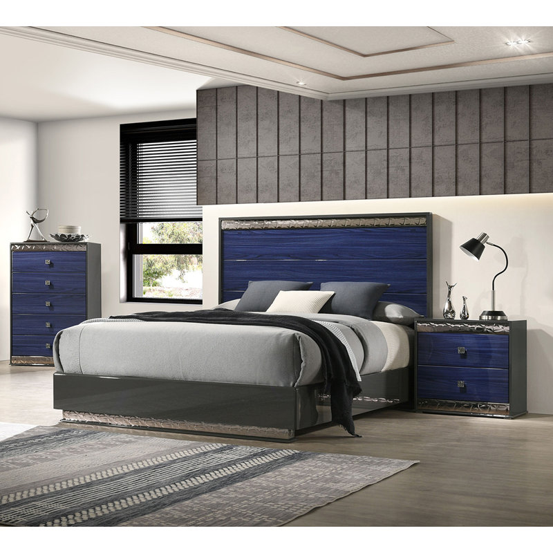 Nightstand, Ash Gray/Indigo Blue