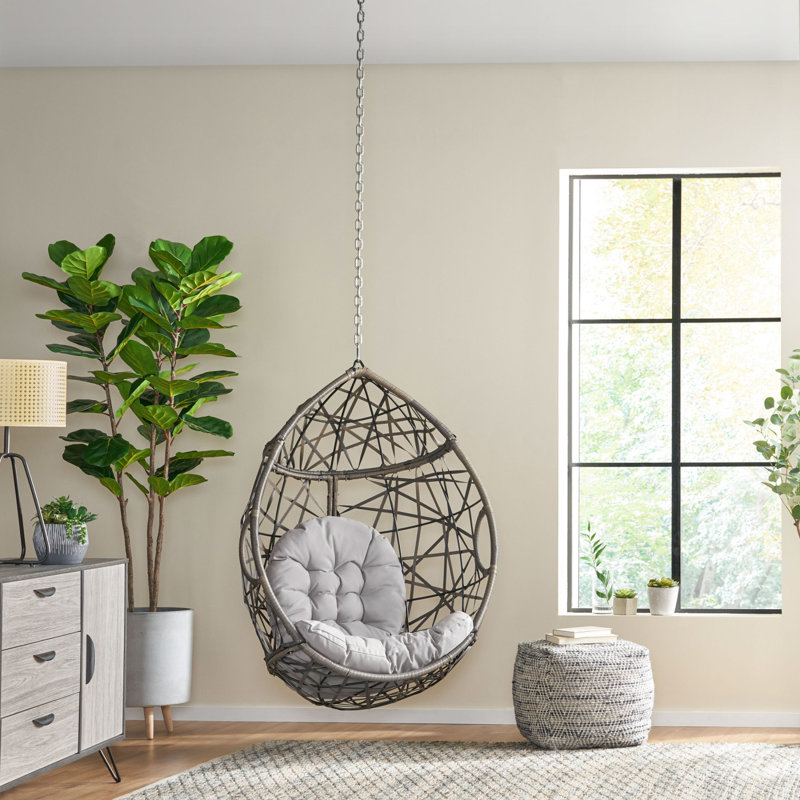 Chaise suspendue LOS Alamitos avec chaîne de 8 pi, Coussin brun / structure grise