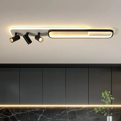 Plafonnier encastré rectangulaire en métal à 5 lumières à intensité variable de 43,3 po avec télécommande Herrick