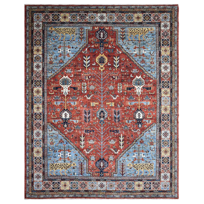 New Turkmen Afghan One-of-a-Kind Rectangle 8'10" X 11'8" New Age Area Rug Red