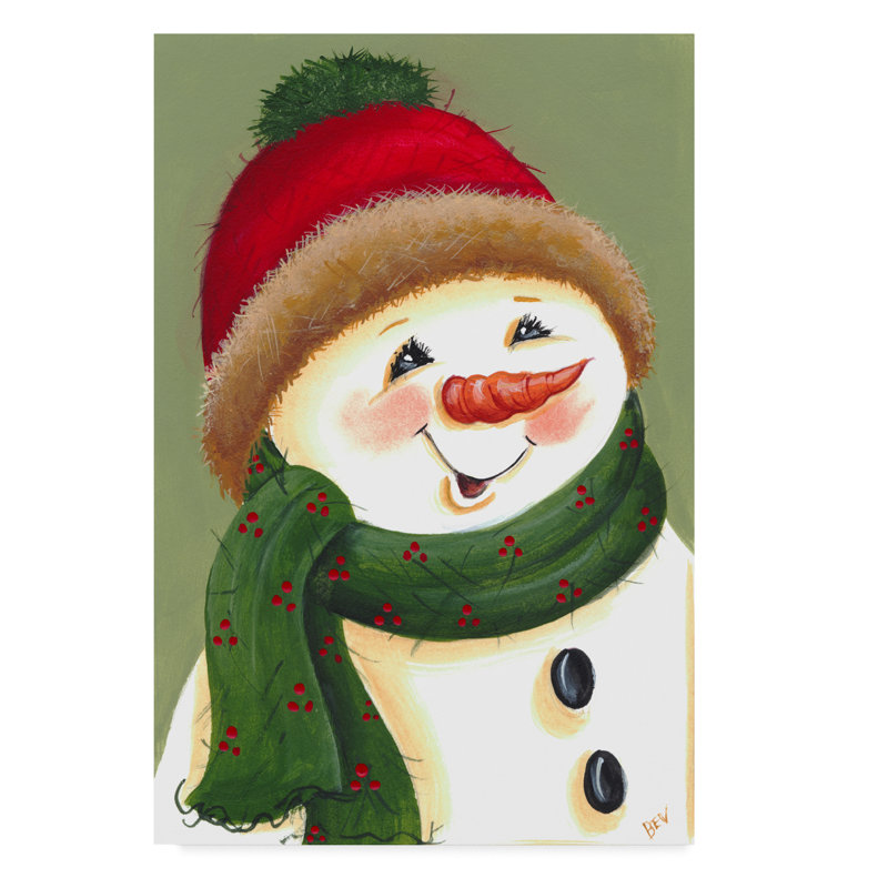 Art mural sur toile tendue - Beverly Johnston «Carrot Nose Snowman», décoration murale pour le salon, la chambre à coucher ou le bureau - 30 x 47
