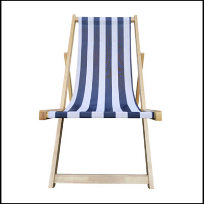 Populus Wood Sling Chair Blue Stripe Broad Dark Blue Strip