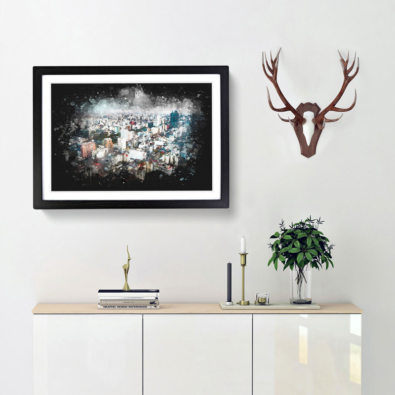Buenos Aires Skyline in Argentina - Framed Print, 62cm H x 87cm W x 2cm D, Black Framed