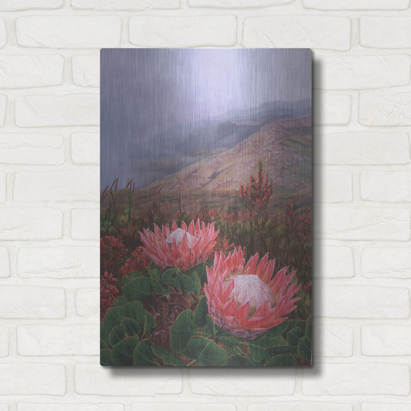  «In The Eye Of The Beker Proteas» par Delene Lambert, art mural en métal, 16 po x 24 po