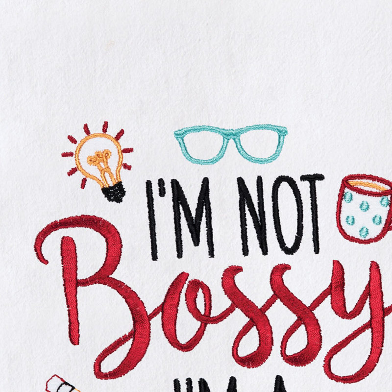 Bossy Teacher Kitchen and Bathroom Embroidered Hand Towel