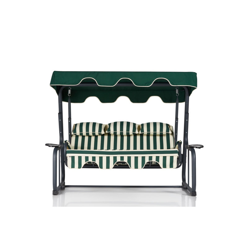 Laughlin 3 Person Metal Porch Swing with Stand and Cushions