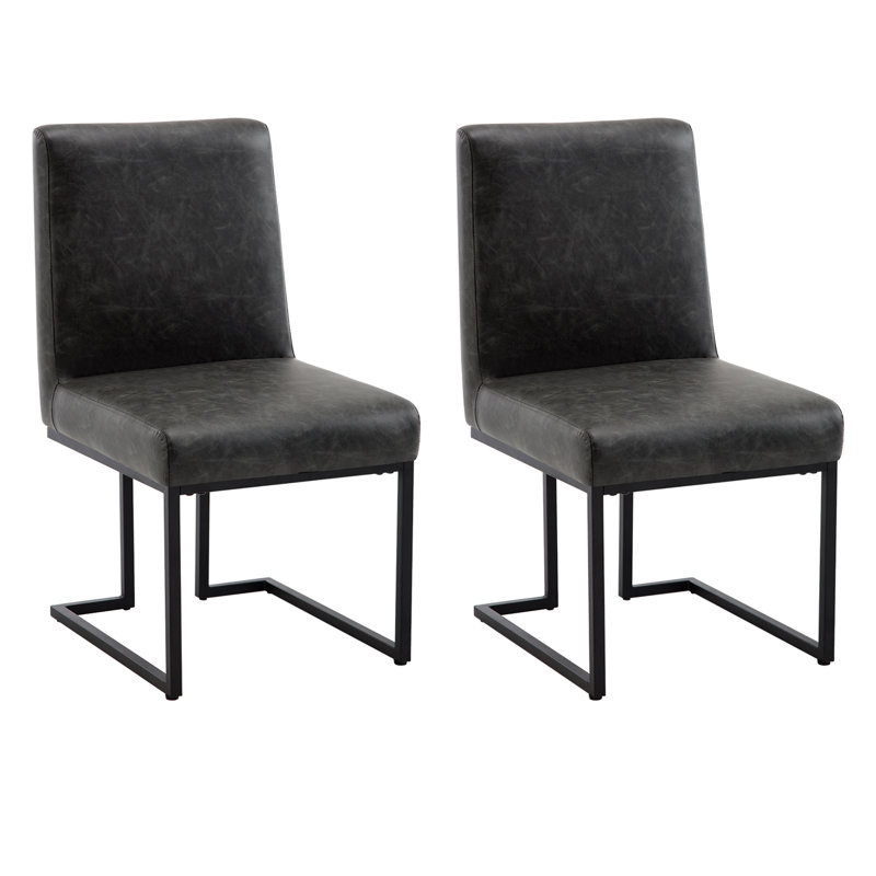 45cm H Upholstered Metal Side Chair, Dark Grey