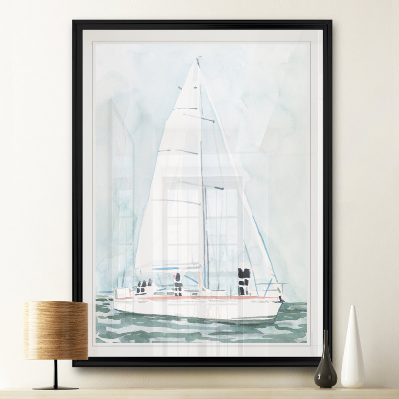 « mou voilier iii »-reproduction d’art sur toile, H 26,5 po x l 36,5 po x P 1,5 po, Cadre noir