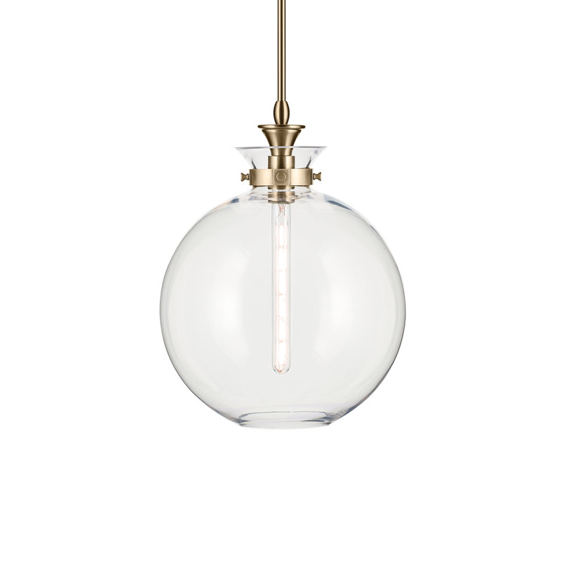 1 Light Pendant with Clear Glass, 19.5" H x 15" W, Clear, Bronze