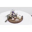 Plateau de service décoratif rond avec poignées en métal (brun clair)