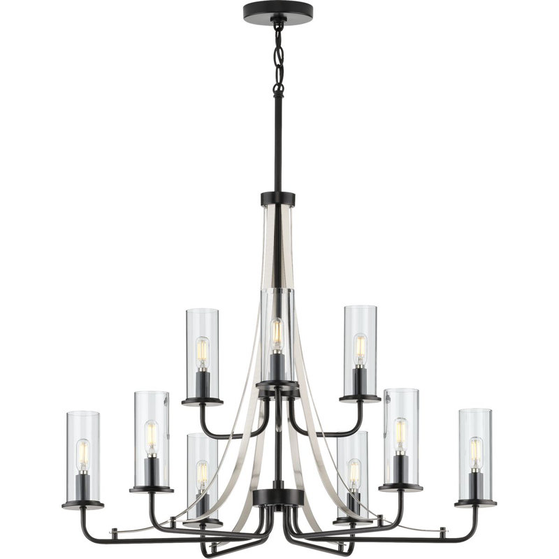 Lustre classique 9 lumières ombrées Maksymilian, Noir