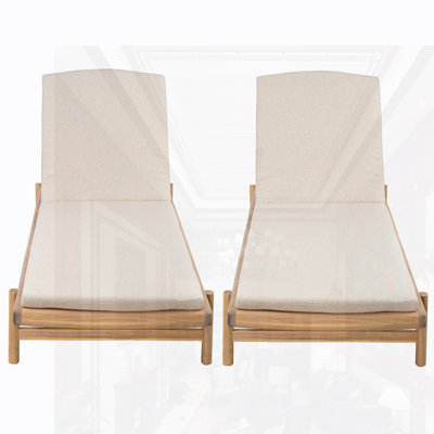 Acacia Wood Chaise Lounge With Cushion, Set Of 2 by Corrigan Studio