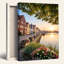 «Gallery Wrap», art mural sur toile pour le salon, la chambre à coucher, le bureau ou le vestibule - décoration murale décorative avec rivière Sunset-129043322-129043325