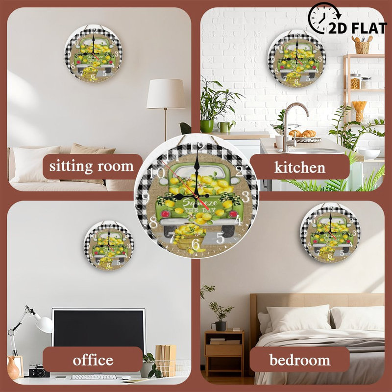 Horloge murale en bois 10 po, mouvement silencieux, à piles (piles AA non incluses), décor artistique, parfait pour les décorations