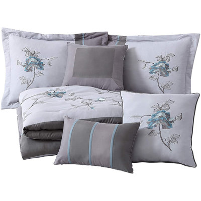 Vienna 7-Piece Floral Embroidered Comforter Set 