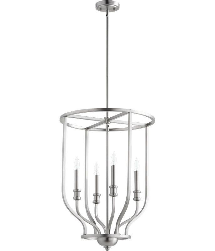 Lustre géométrique à 4 lumières Falbo, Nickel satiné
