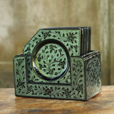 7 Piece Coaster Set With Holder