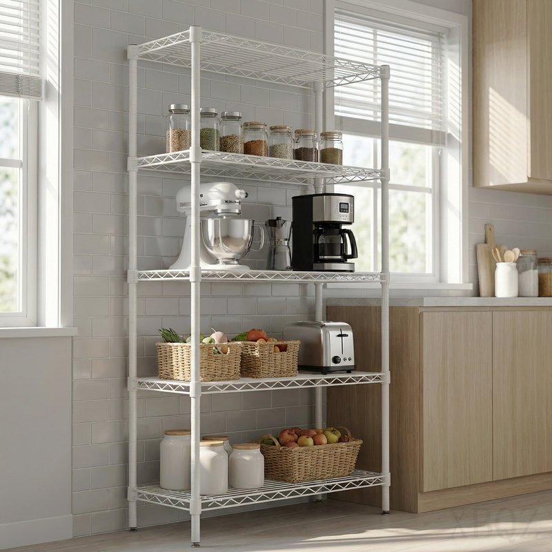 Étagères grillagées robustes à 5 niveaux réglables - supports de rangement en métal résistant à la rouille pour la cuisine, le garage, la salle de bain et le garde-manger (P 29,53 po x l 13,78 po x H 59,06 po)