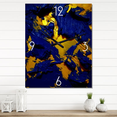 Après-midi soleil abstrait expression en bleu amiral - peinture abstraite horloge murale