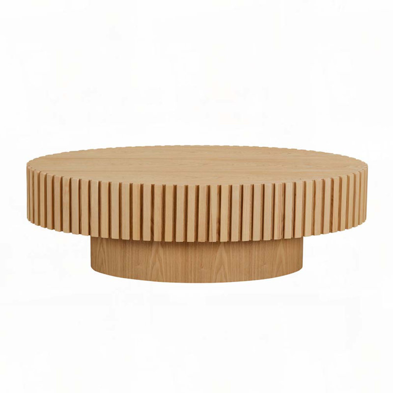 Oval Handcraft Drum Coffee Table, Natural Ash