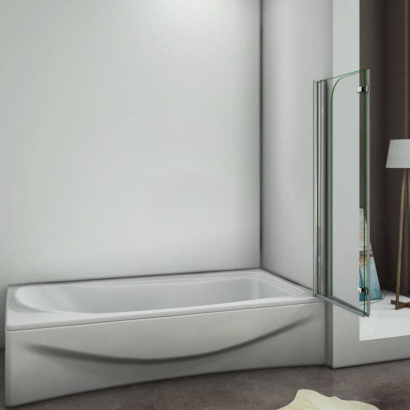 180 Hinge 2 Fold Bath Shower Screen Door Panel 1400mm Height,  1000cm W, Nickel