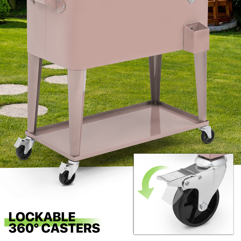 Outdoor Bar Cart VINGLI 80 Wagon Rolling Cooler Ice Chest With