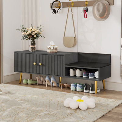 Banc de rangement pour chaussures avec coussins
