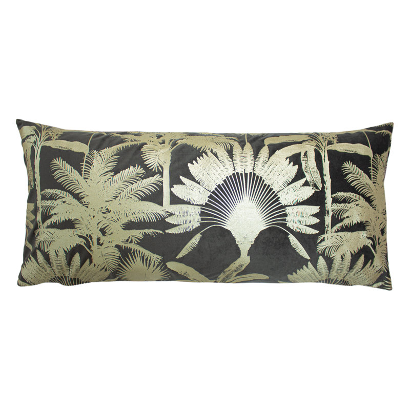 Floral Rectangular Throw Cushion, Mink