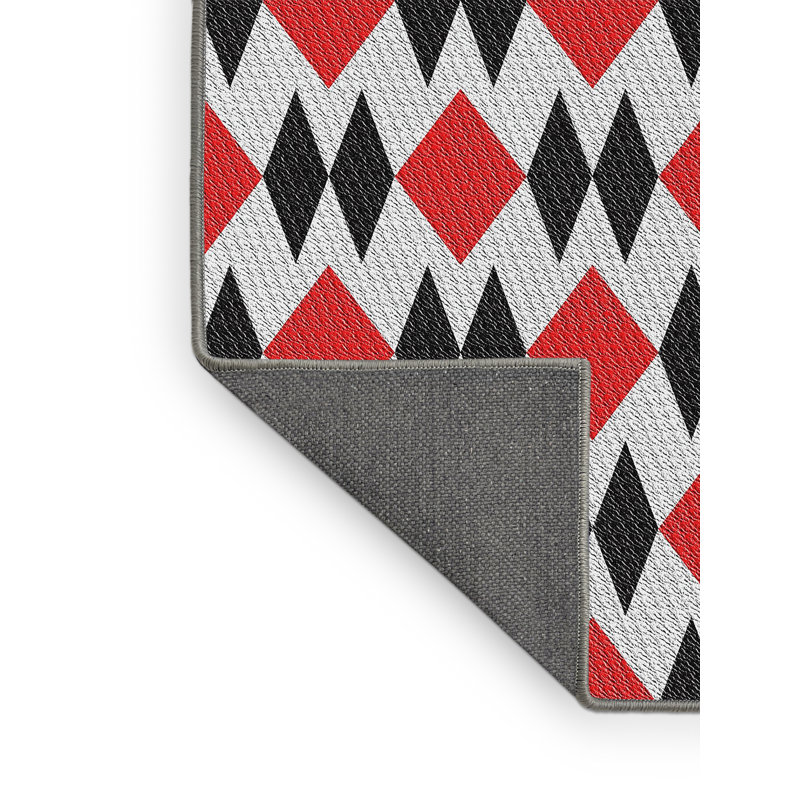 Tapis de zone rouge/noir à motifs, Rectangle 4 pi x 6 pi
