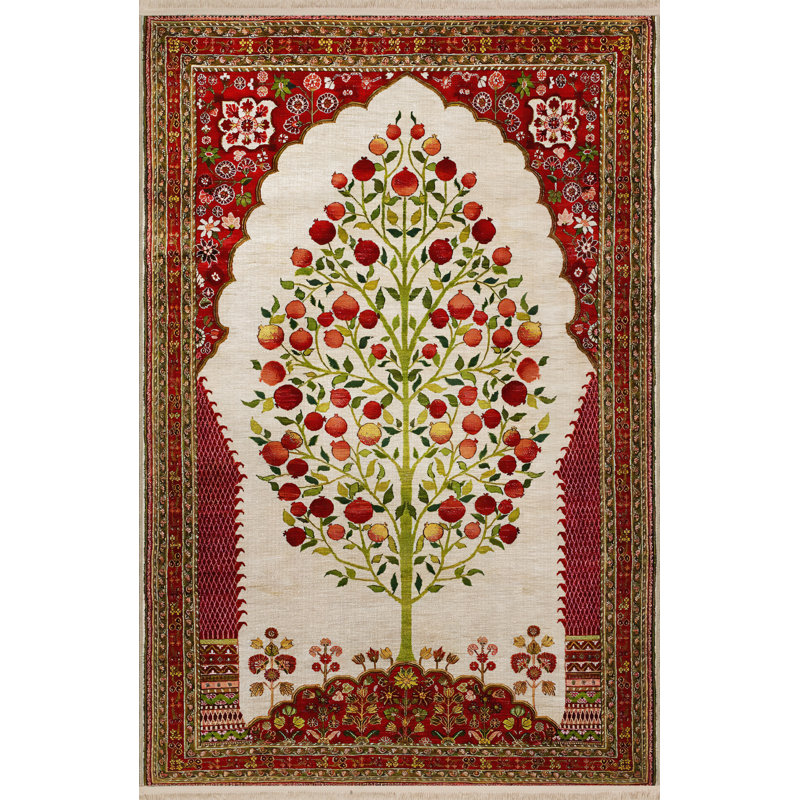 Multi-Colored Motif Fruit and Tree Patterned Creative Modern Decorative Rug, Runner 3'3.37" x 9'10.11"