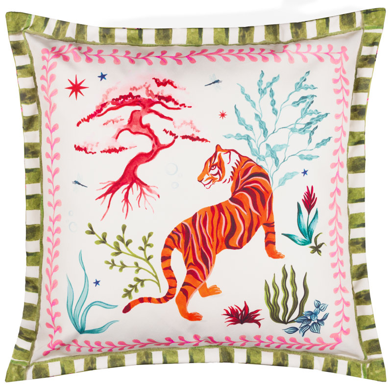 Tiger Dream Indoor / Outdoor Floral Square Throw Cushion