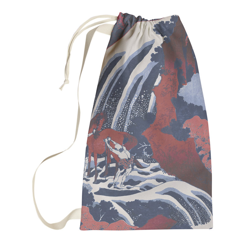 Sac à linge en cascade et cheval, Petit (H 64 po x l 20 po x P 1,5 po), Brun/bleu