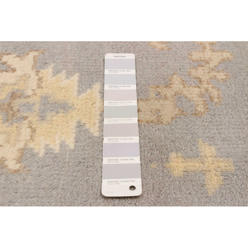 Tapis gris en laine noué à la main Royal Oushak 7 pi 10 po x 9 pi 10 po