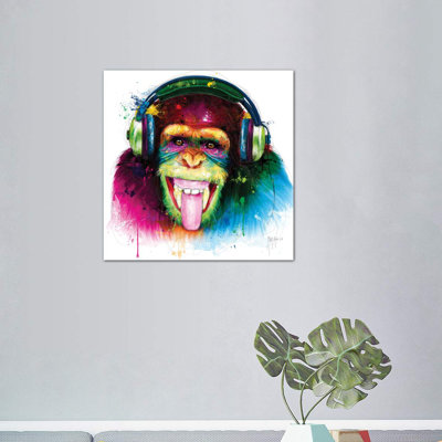 Dj Monkey by Patrice Murciano - Wrapped Canvas Print