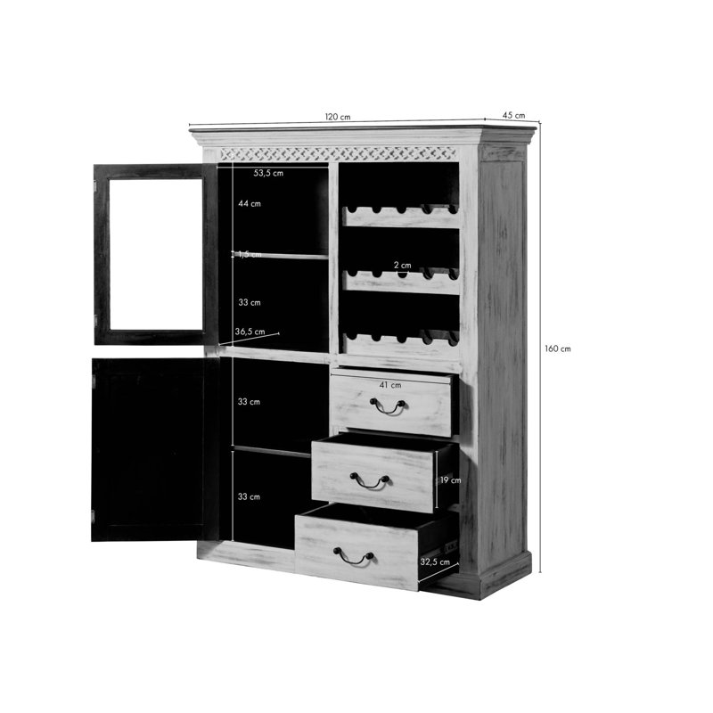 Castle-Antik 120cm Solid Wood Wine Bar