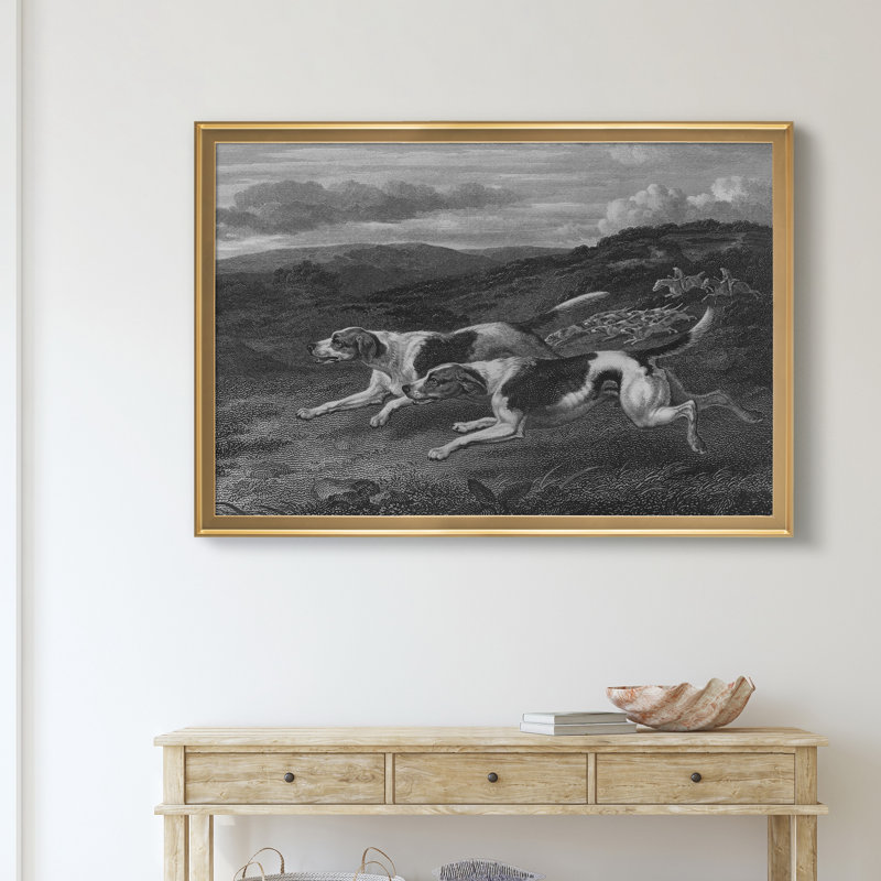 Fox Hound - reproduction sur toile tendue, H 30,5 po x l 42,5 po x P 1,5 po, Encadrement doré