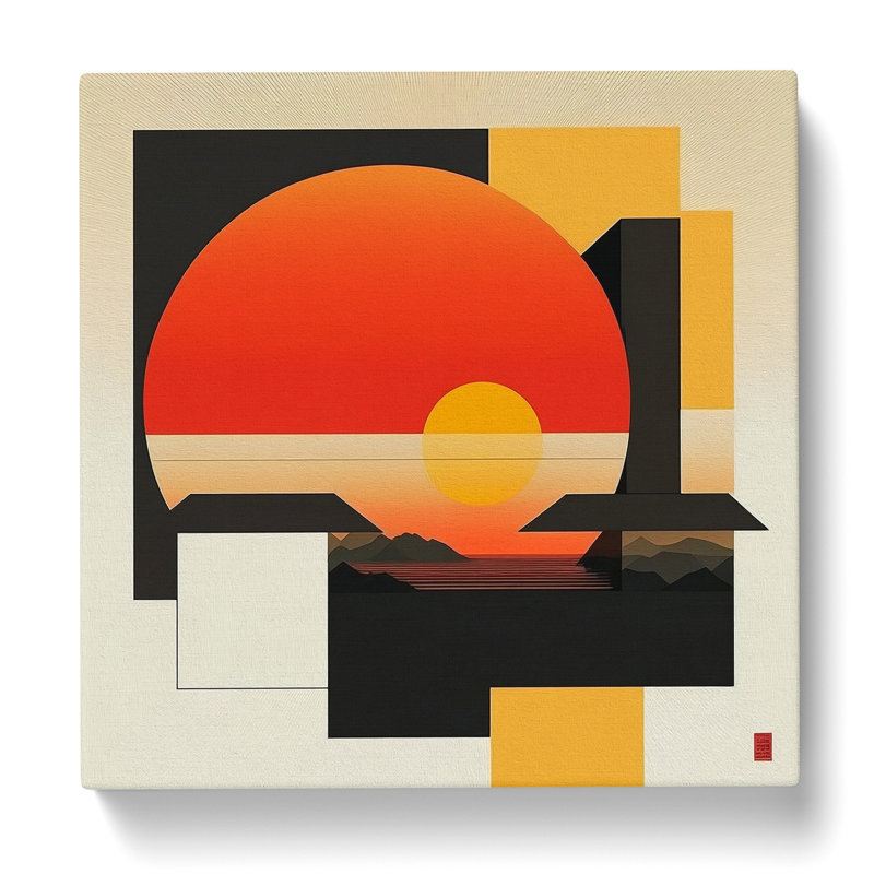 Japanese Sunset Suprematism - Wrapped Canvas