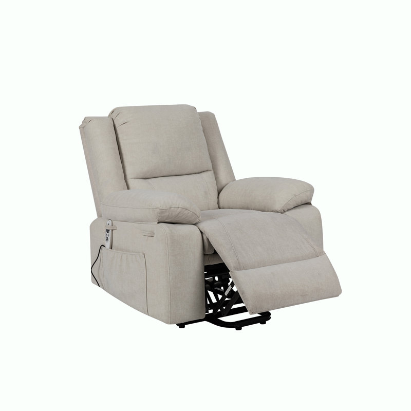 Electric Power Recliner Chair With Massage,Side Pocket, Beige
