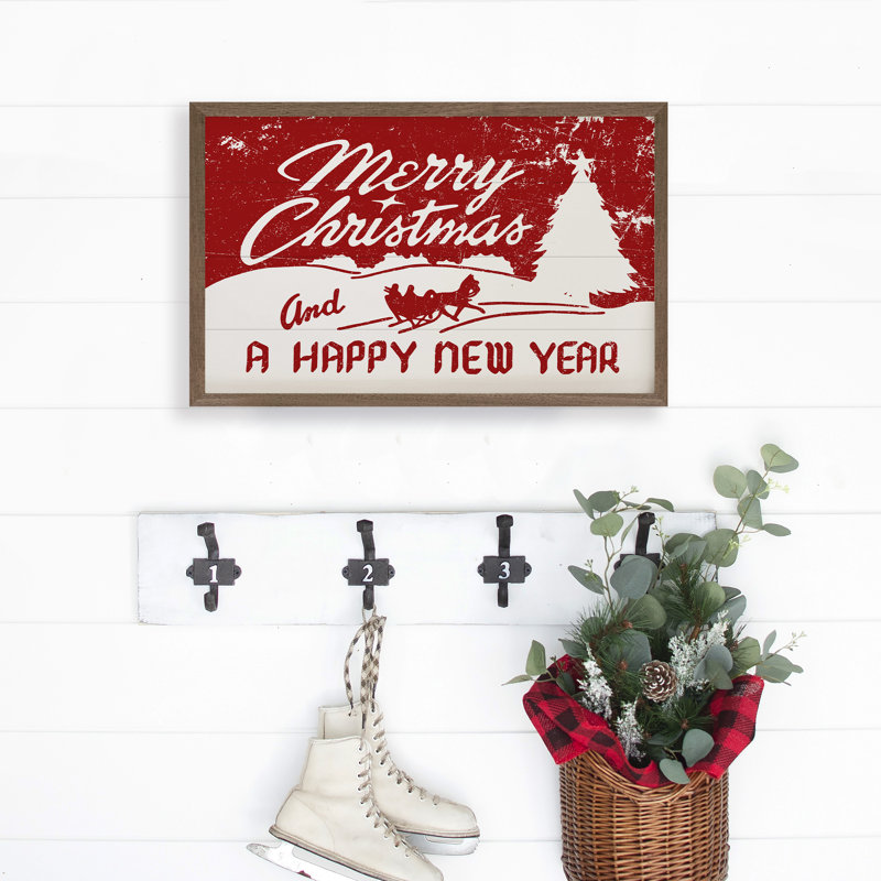 Joyeux Noël et bonne année - rouge, H 16 po x l 24 po