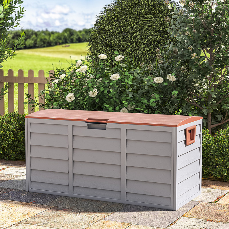 Sol 27 Outdoor Northwest 112cm W 290L Water Resistant Plastic Deck Box with Wheels, Red