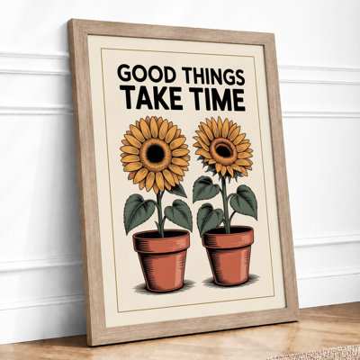 Good Things Take Time Botanical - Framed Print
