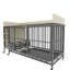 Grande cage pour animaux de compagnie avec support de rangement, tiroirs avec bac à nourriture et à eau en acier inoxydable, structure en fer et matériau en bois aggloméré, robuste, exquis et pratique-238113053-238113055